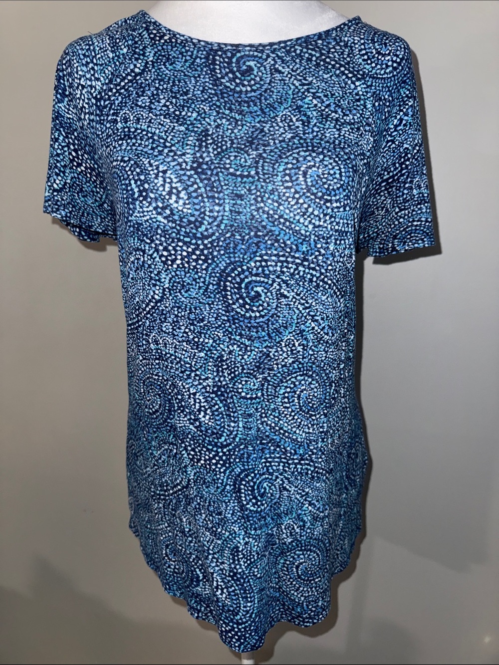 Cable & Gauge Women’s Blue Patterned Short-Sleeve Shirt Sz Small P
